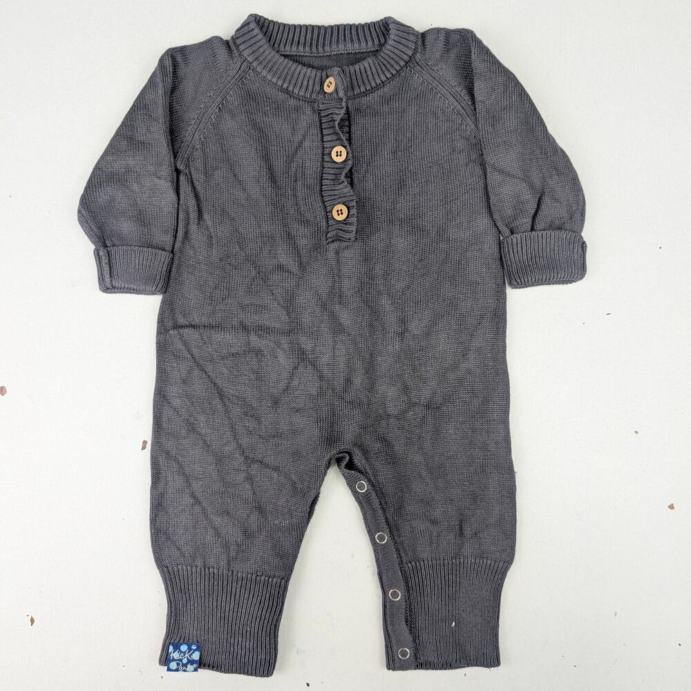 Kickee Pants Infant Newborn Knit One-Piece Romper - Charcoal